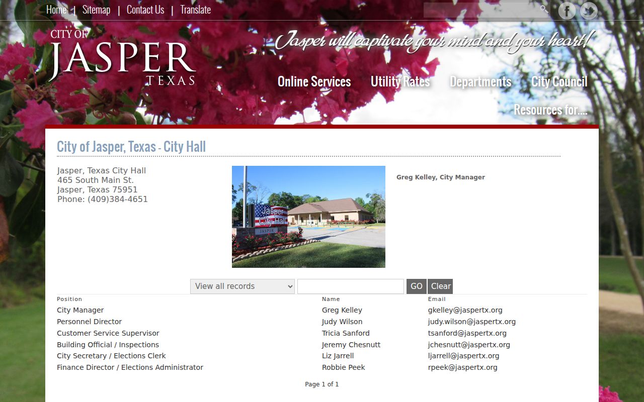 Jasper Warrant Records city hall address context